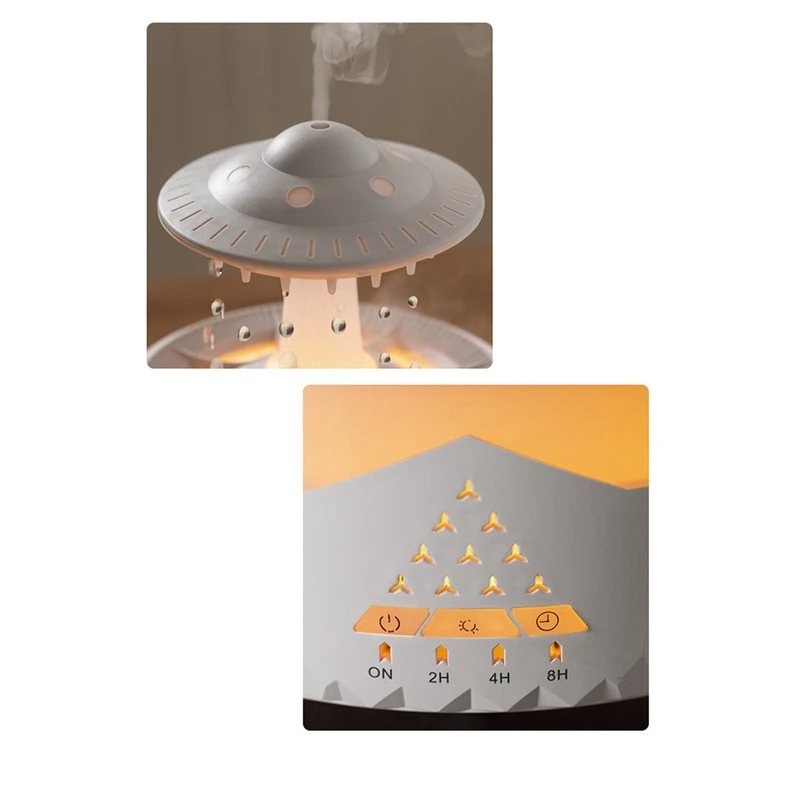 Rain Cloud Night Light Humidifier With Raining Water Drop Sound And 7 Color LED Light Essential Oil Diffuser, A Easy To Use