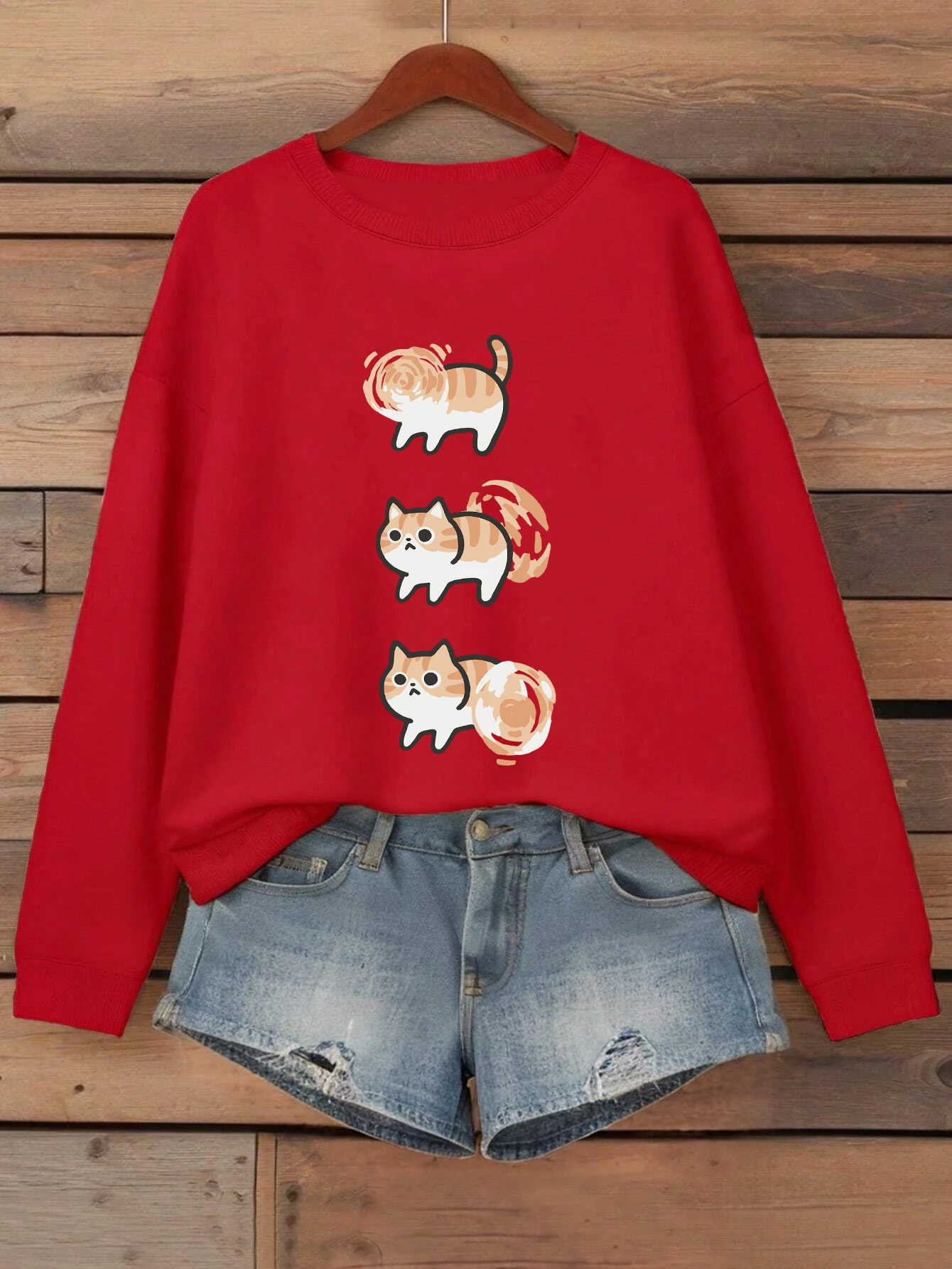 Kreative Wirbelwind Katze Druck Frauen Sweatshirt Fleece Lose Pullover Herbst Kleidung Hip Hop Crewneck Frau Streetwear