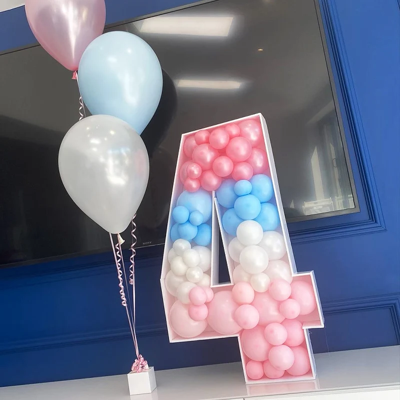 73cm Number Mosaic Balloon Frame 5inch Balloons 0-9 Filling Box Large Number Foam Board for Birthday Anniversary Party Decoratio