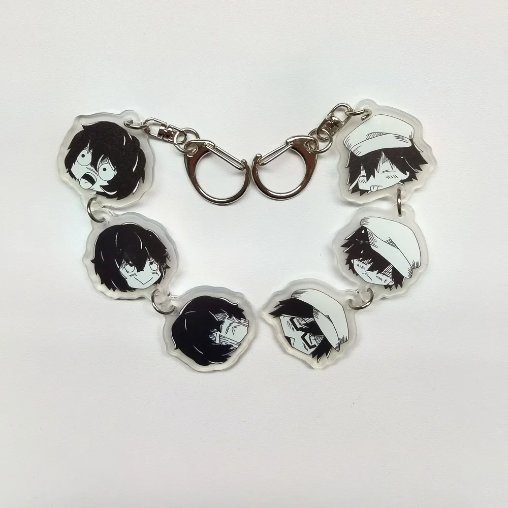 Anime Keychain tray Dogs Arcylic sushi Nakajima Dazai Flower Key Chain Women Men Accessories Bag Pendant Chaveio Gifts