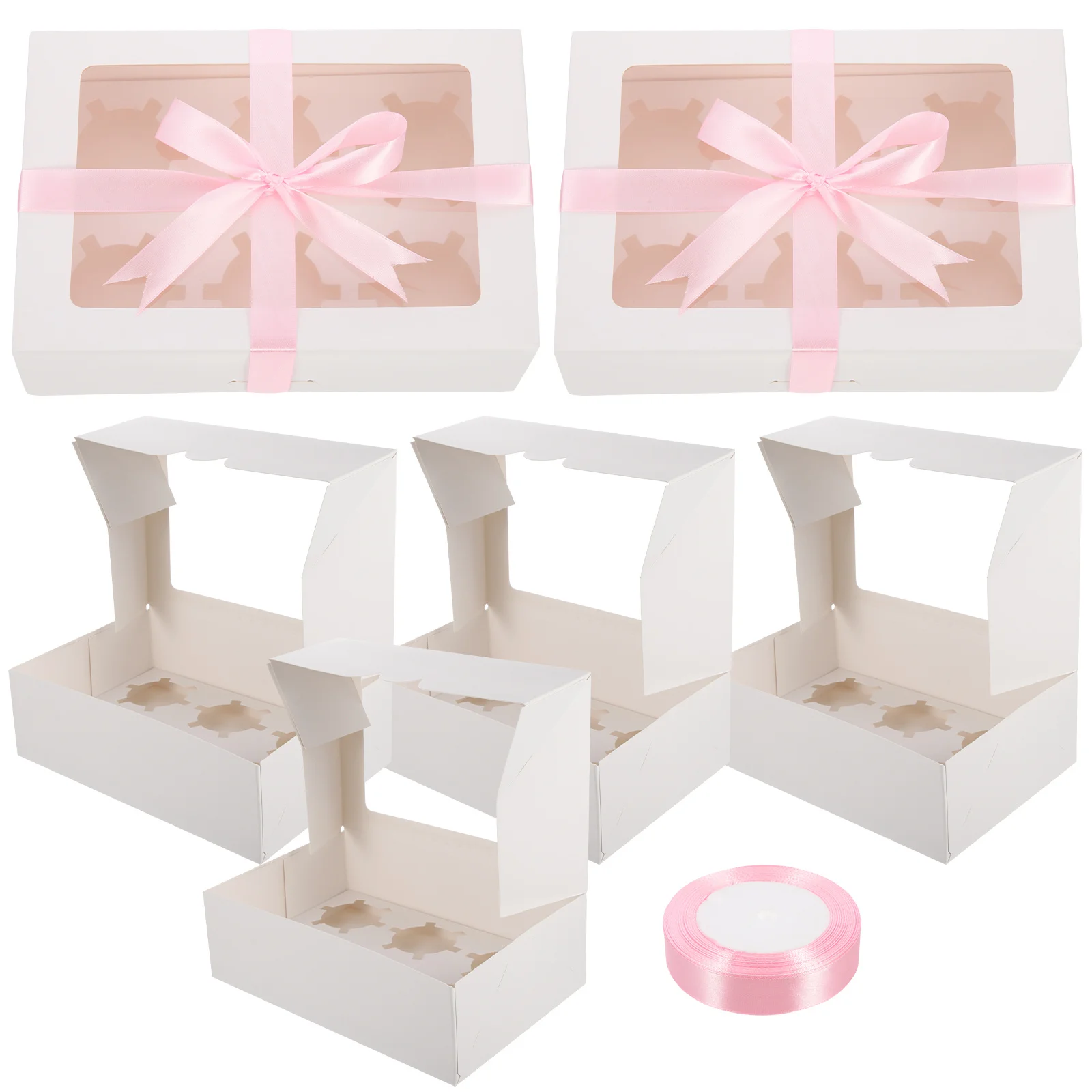 1 set scatola di carta per crostata di uova finestra trasparente porta torta scatola per imballaggio pasticceria scatole per crostata di uova con finestra