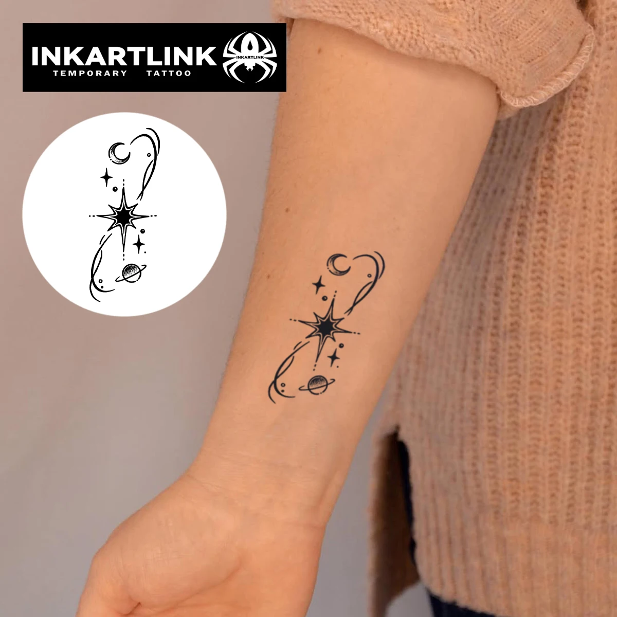 Eight-pointed star Temporary Tattoo,Lasts To 15 Days New