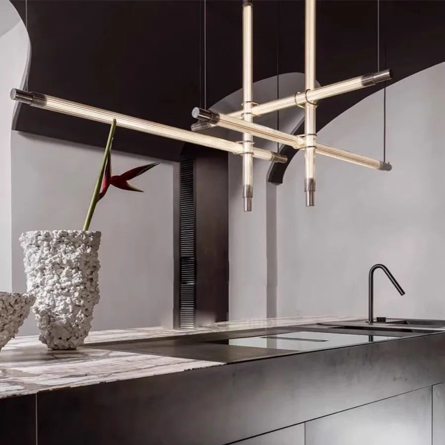 

High-end Glass Stainless Steel Chandelier Restaurant Hotel Hotel Lobby Designer Soft Mounted Staircase Chandelier