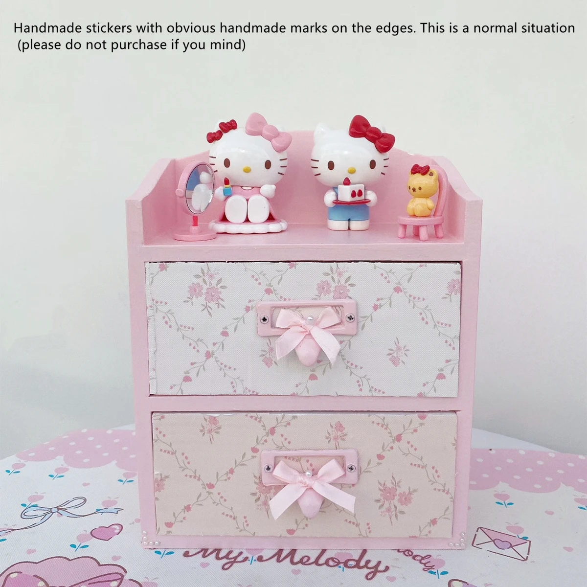 

Pink Girl Heart Desktop Organizer Box Jewelry Display Stand Korean Sle Square Wooden Handmade Multi-layer Box