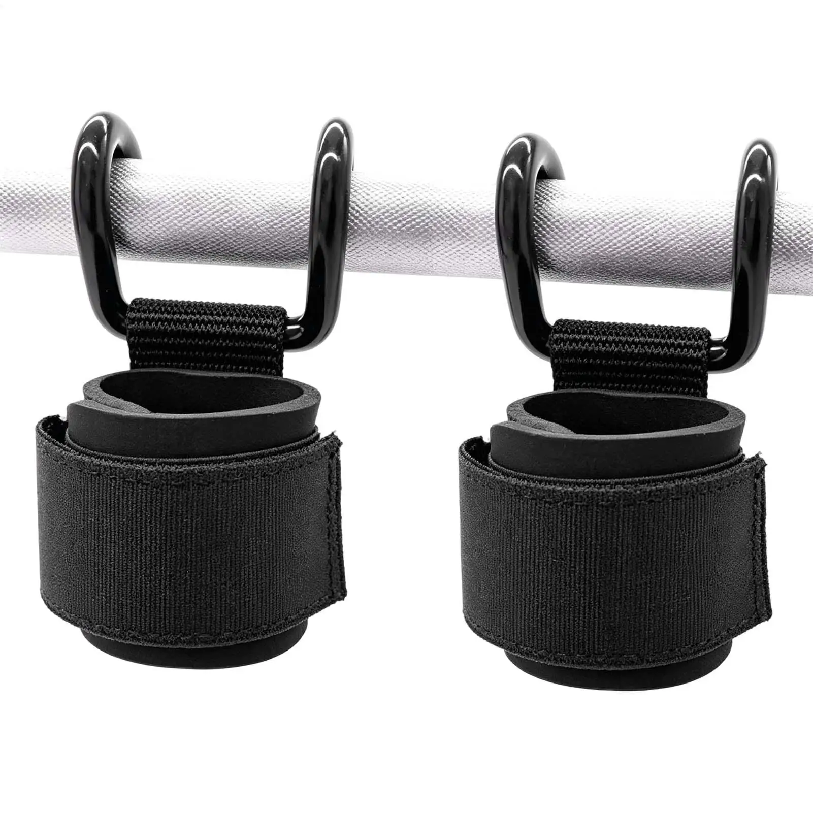 1Pair Weight Lifting Hook Grips With Wrist Wraps Hand-Bar Wrist Strap Gym Fitness Hook Weight Strap Pull-Ups Power Lifting Glove
