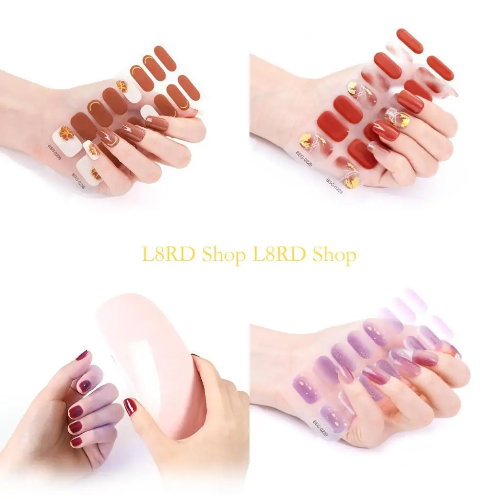 

L8RD 16PCS Ногтевые обертывания лакийские полоски самостоятельные клейкие лак для ногтей.