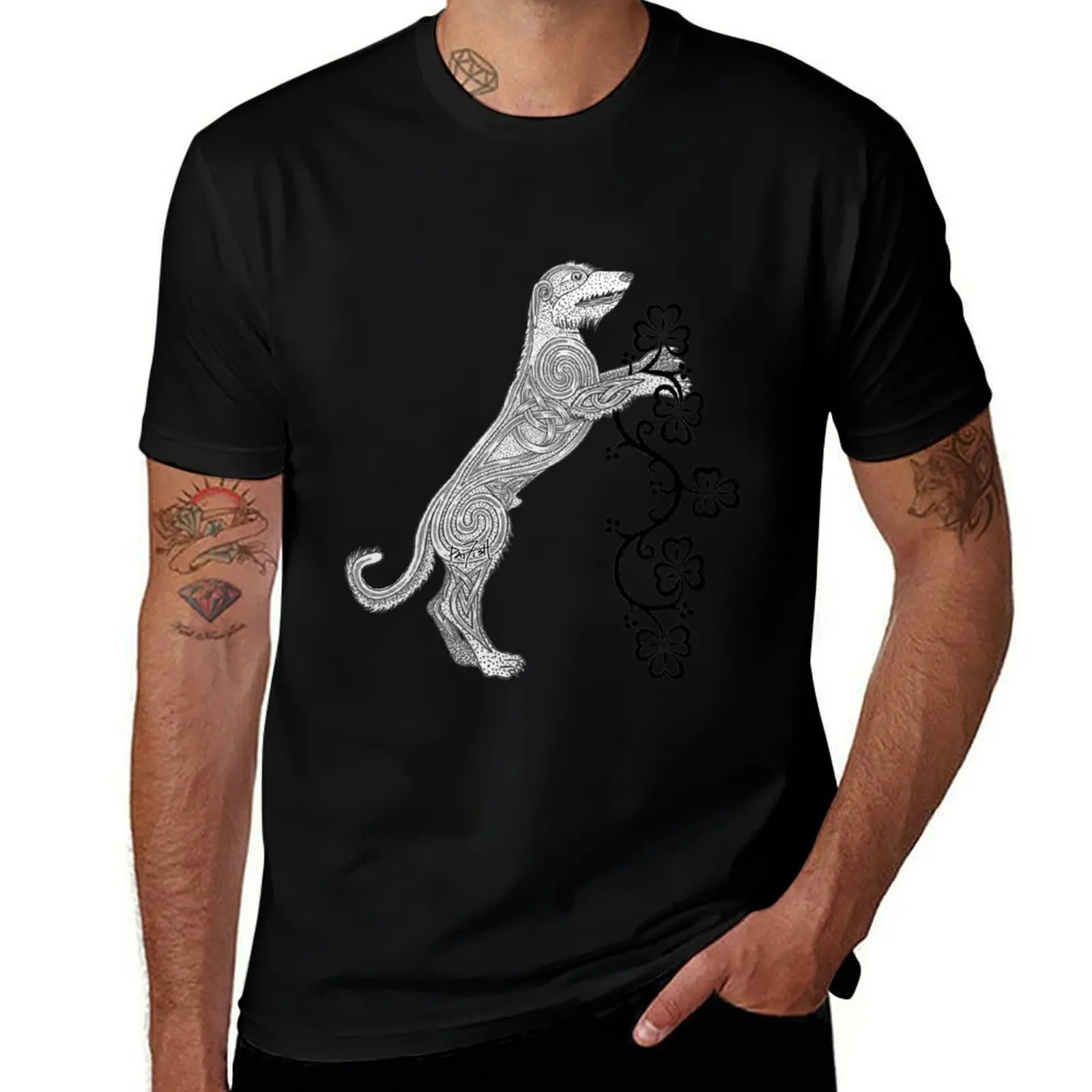 Rampant Celtic Knotwork Irish Wolfhound T-Shirt Sport Basic Moisture Wicking Tee