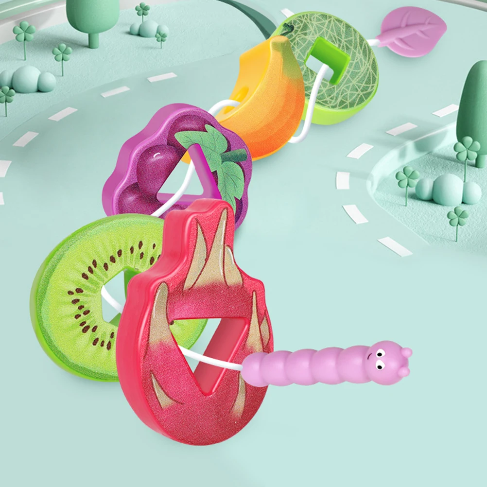 1 مجموعة من خيوط الفاكهة للأطفال الصغار جلد اللعب التعليمية التراص كتل شكل فرز لعبة مطرز كتل الفواكه خيوط #6
