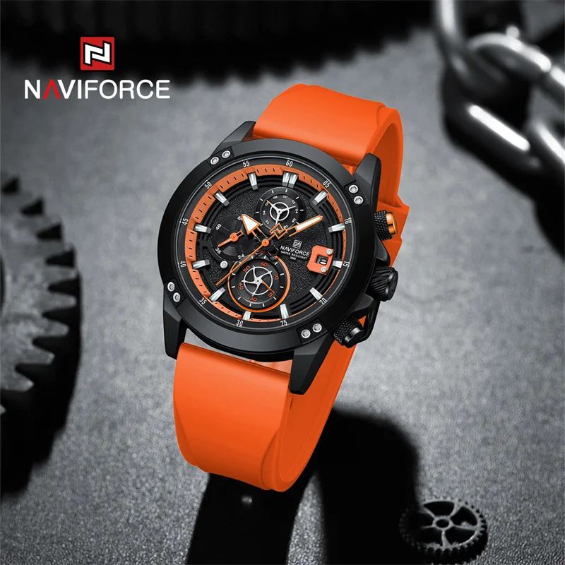 

NAVIFORCE New Men Watch Fashion Sports Waterproof Silicone Strap Quartz Wristwatch Luminous Chronograph Clock Relogio Masculino