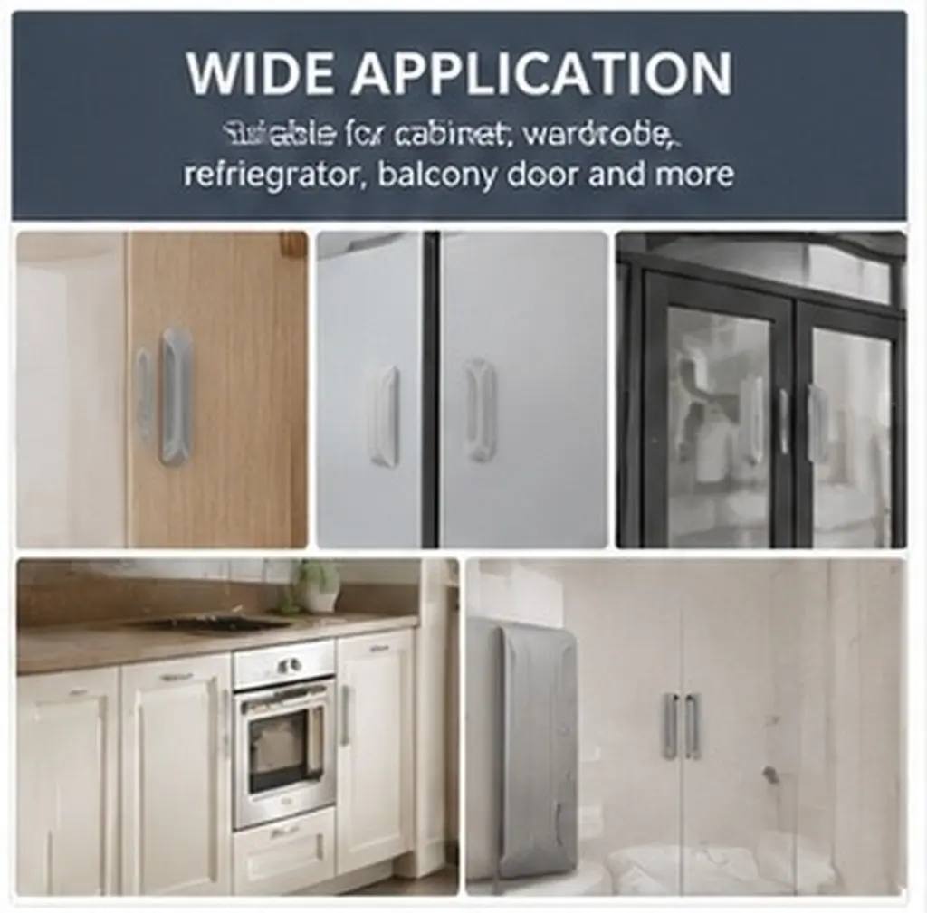 2Pairs Self Adhesive Cabinet Handles Plastic Adhesive No-Drill Freezer Door Handle Sliding Closet Door Pulls Removable