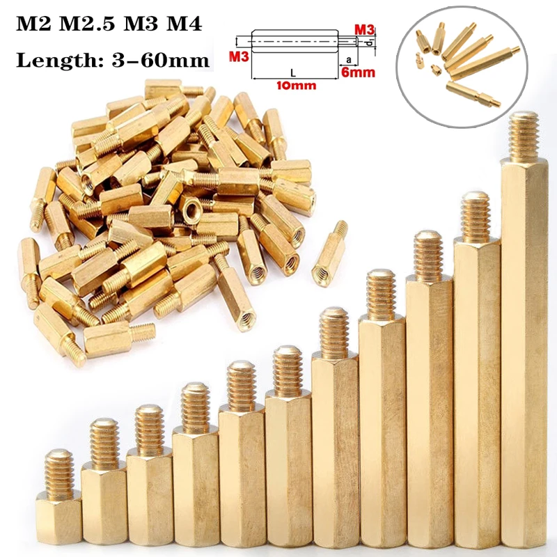 M2/M2,5/M3/M4 Kupfer Messing Säulen Abstandshalter Schaltung Abstandshalter Leiterplattenmutter Schrauben Sechskant Rund Einzelzylinderkopf/Sechskantsäule – Detail 1