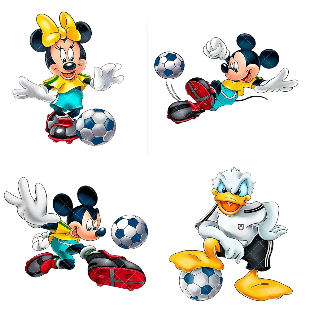 New Disney Mickey football Iron On Heat Transfer Stickers For Clothes DTF Pinted Vinyl Thermal Appliques Washable T-Shirt Decal