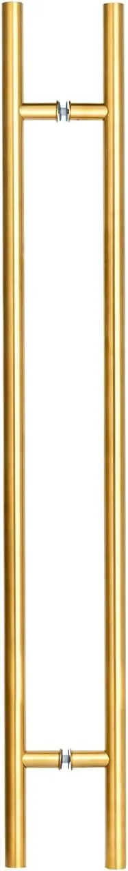 Prima Decorative - Door Pull Long Handle, Entry Door Handle 60″ Round ‘H’ Shape, Stainless Steel 304 – Pvd Gold (60 Inch)