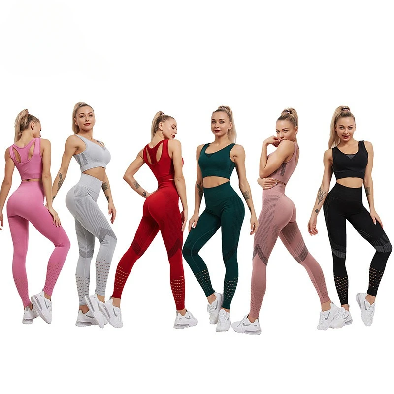 

Женский спортивный костюм из двух предметов, бесшовный комплект для йоги, спортивная одежда для тренировок, одежда для спортзала, леггинсы с высокой талией, спортивные костюмы для фитнеса