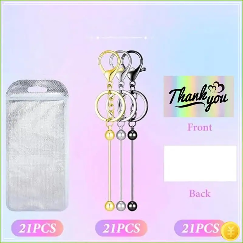 63 Pcs Beadable Keychain Bars Resealable Set Keychain Making Supplies Kit For DIY Pendant Craft Jewelry