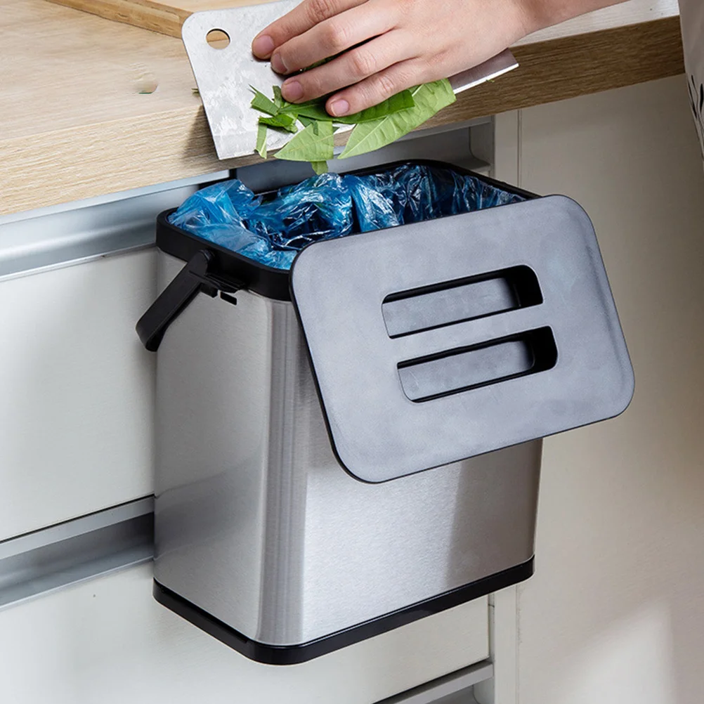 

1Pcs Household Wall Mounted Trash Bin Stainless Steel Kitchen Garbage Can Bathroom Rubbish Storage Container Household Trash Can
