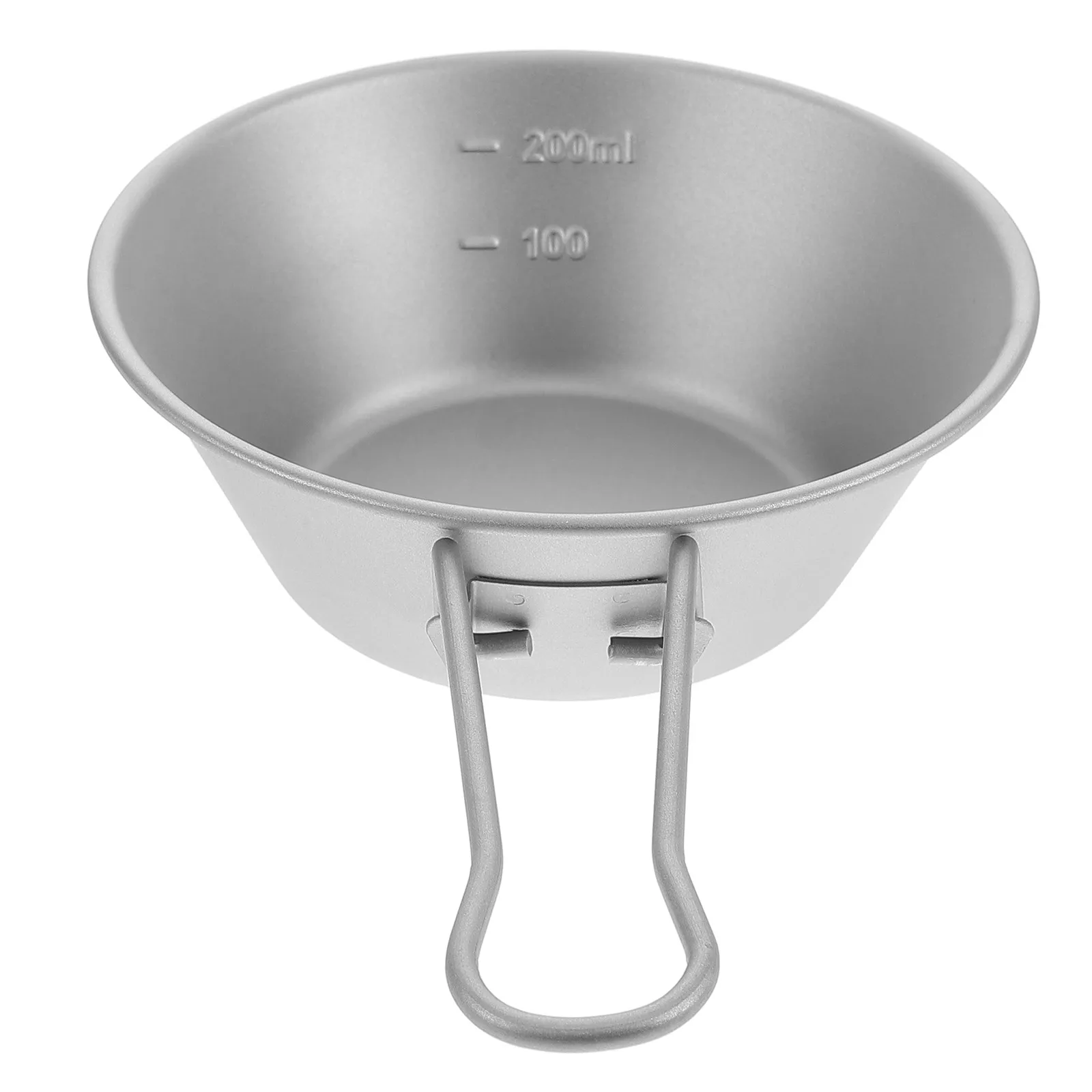 Tazón de Makgeolli de Acero Inoxidable con Asa Plegable de Titanio, Portátil para Camping, Picnic, Ensaladas, Arroz, Bocadillos, Senderismo y Comida al Aire Libre