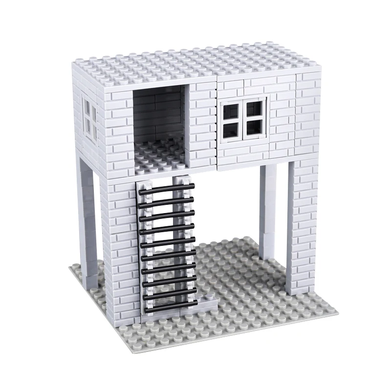 

Modern Military Guard Post Building Block Watchtower Ruins Scene Sentry Port Soldier Figures Blockhouse Mini Bricks Army Toys