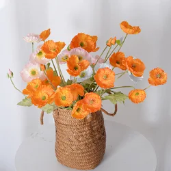 Artificial Poppy Flowers Bouquet Silk Fake Flowers For Home Decor Garden Marriage Party Wedding Decoration DIY Vase Accessories