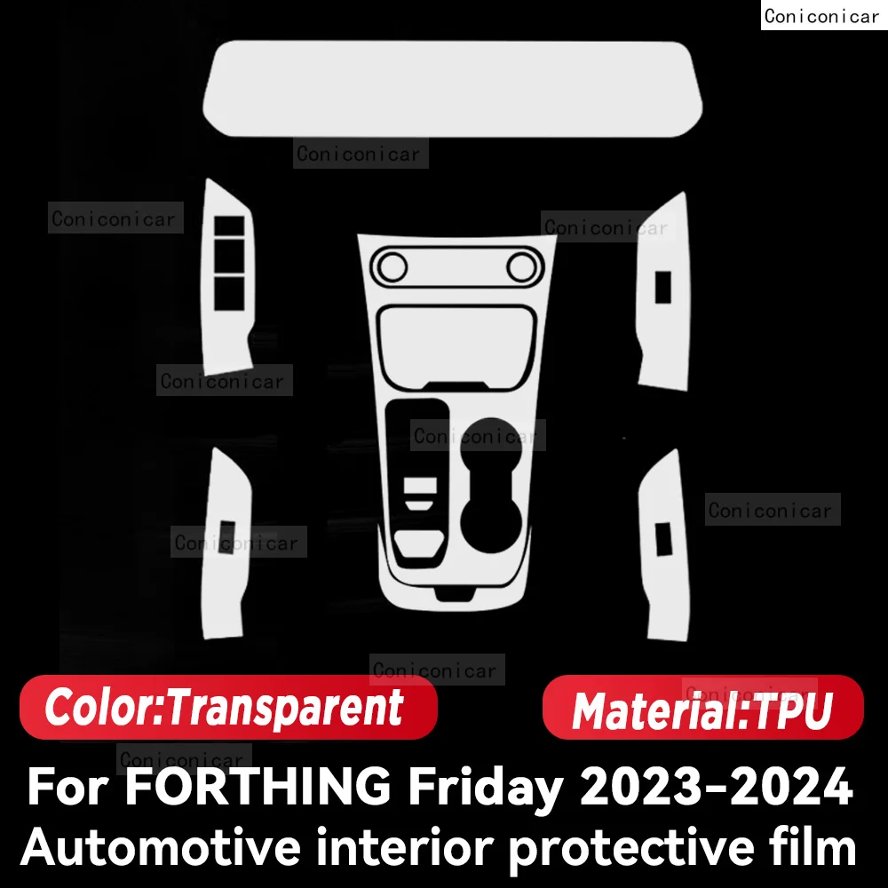 TPU For FORTHING Friday 2023 2024 Transparent Protective Film Car Interior Central Control Navigation Panel Accessories Sticker