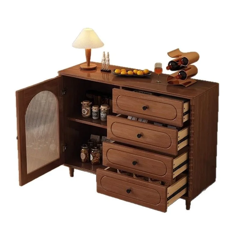 

Vintage Style Solid Wood Sideboard Cabinet for Home Living Room Wall Mounted Storage Cabinet Tea Serving Cabinet