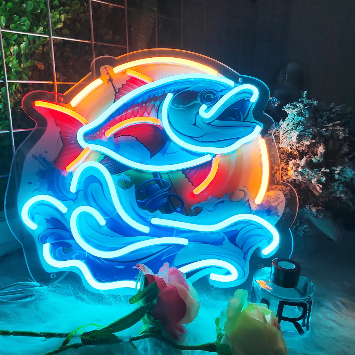 Wave fish Neon Sign shapes fish shops USB Powered LED Neon Lights for Wall Decor Business Garage Man Cave Shop Birthday Gifts