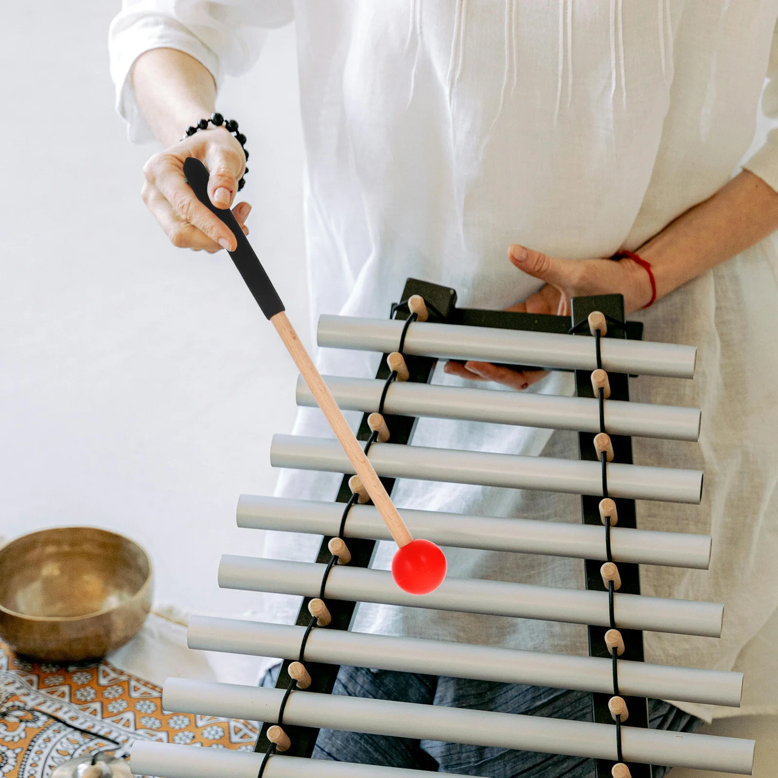 

Red Drumsticks Mallets for Tongue Kit Accessory Xylophone Percussion Lightweight