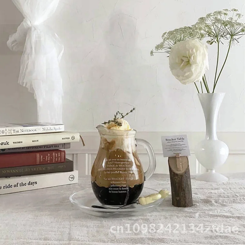 

Большая кофейная чашка Korean Cafe Latte с ручкой - стеклянный горшок для молока, диспенсер для вина для холодных напитков, бутылка для воды премиум-качества