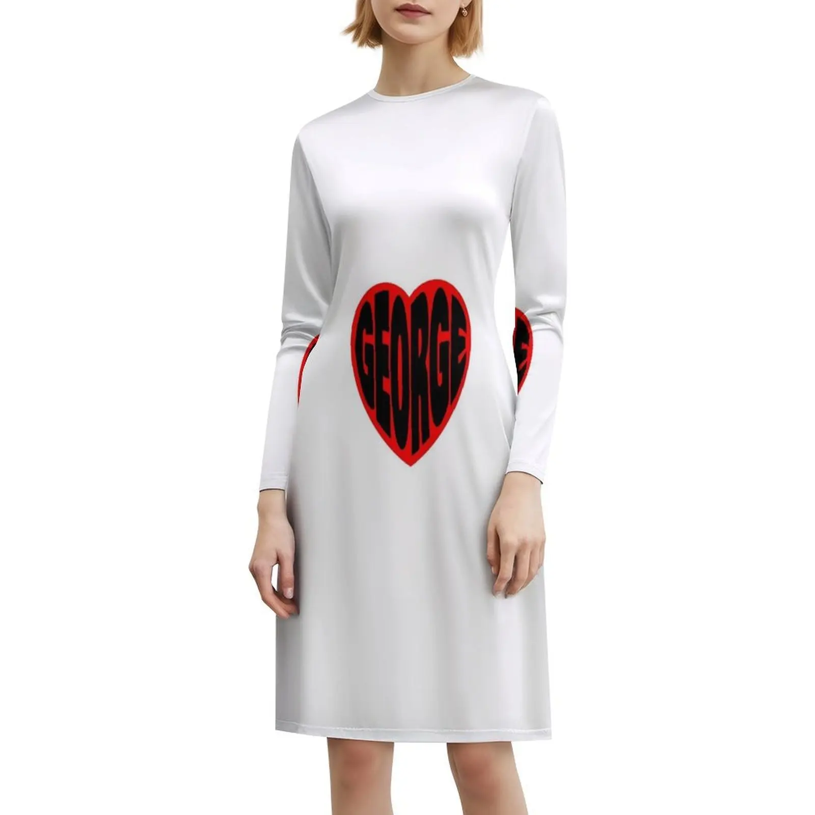 George In My Heart Preppy Style Mini Dress For Women A-Line Loose Fit Casual Day Dress Love Heart Boy Boyfriend George Women's