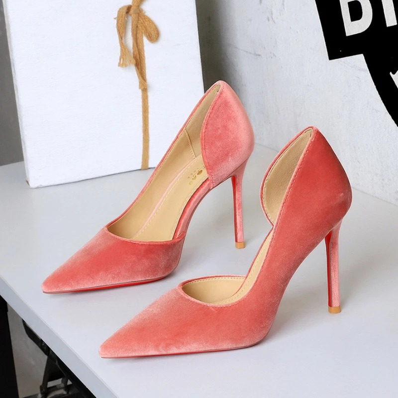 

Womens Burgundy Velvet Pointed Toe Stiletto Heel Pumps Cut Out High Heels Wedding Party Prom Evening Formal Dress Bridal Shoes