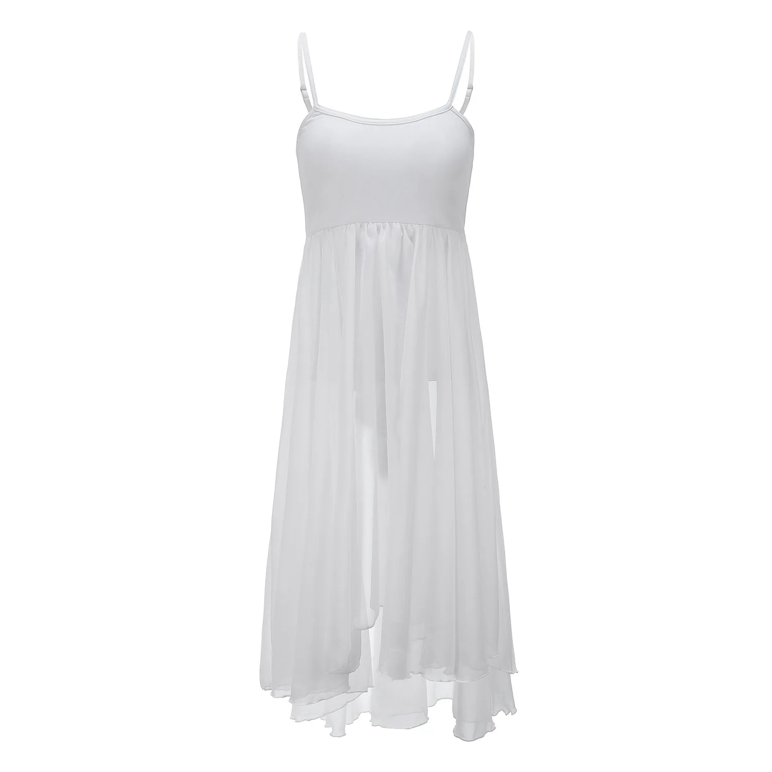 فستان باليه نسائي بحزام سباغيتي قطعة واحدة فستان بحمالات شبكي من الشاش بدلة رقص للكبار ملابس رقص قصيرة بدون أكمام