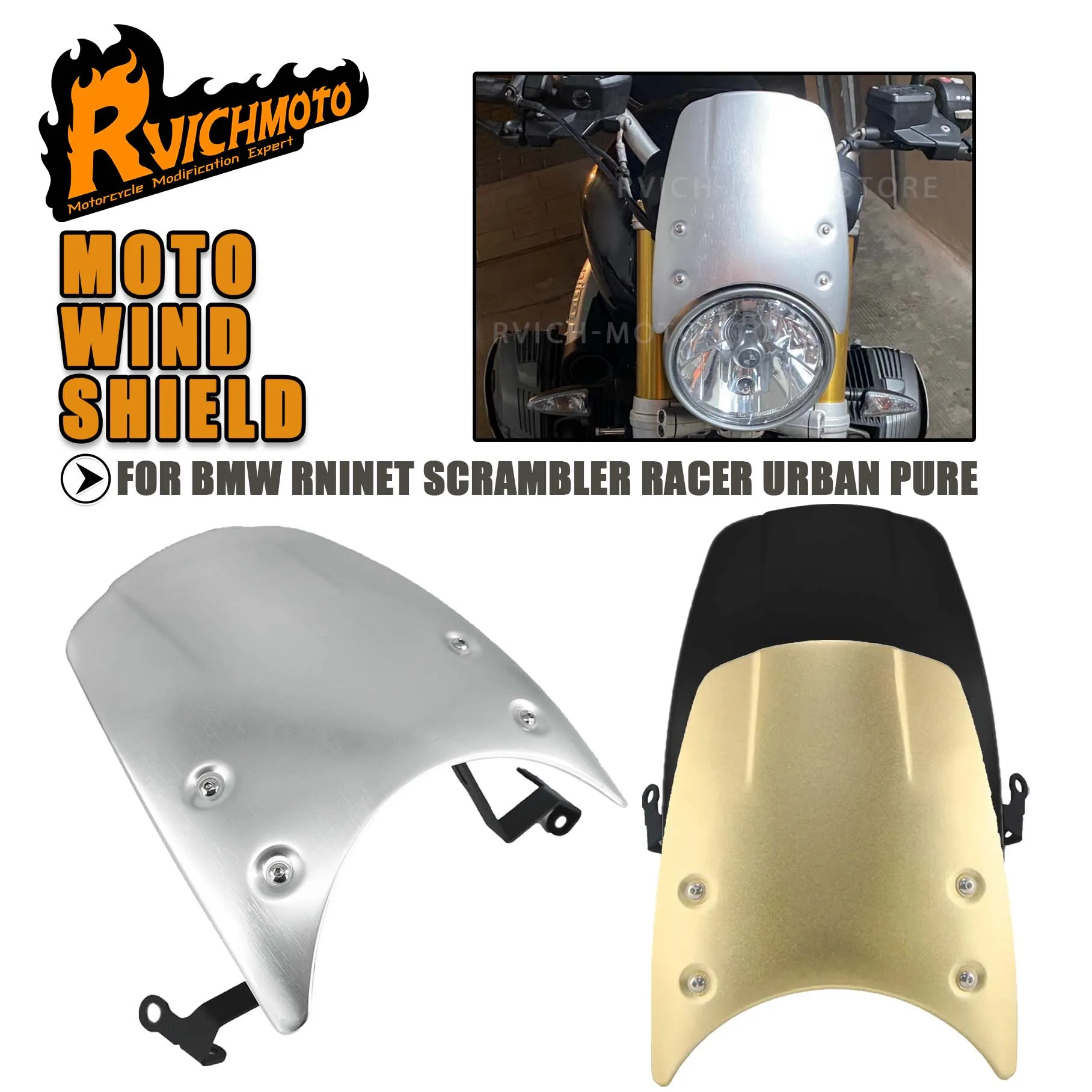 R9T R تسعة T الزجاج الأمامي لسيارات BMW RNINET تشويش إذاعي المتسابق الحضرية النقية 2014-2022 المصباح هدية منحرف شاشة الرياح #1