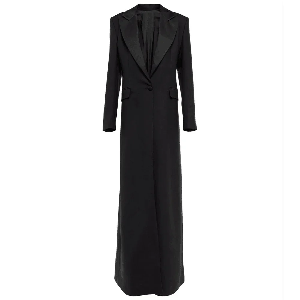 Blazer da donna nero elegante di lusso di fascia alta che allunga il bavero con fibbia singola abito formale da ballo su misura