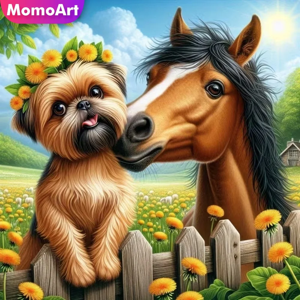 

Momoart New Arrival Diamond Painting Dog Animal DIY Diamond Mosaic Horse Pattern for Adults Beginners Beaded Handmade Gift