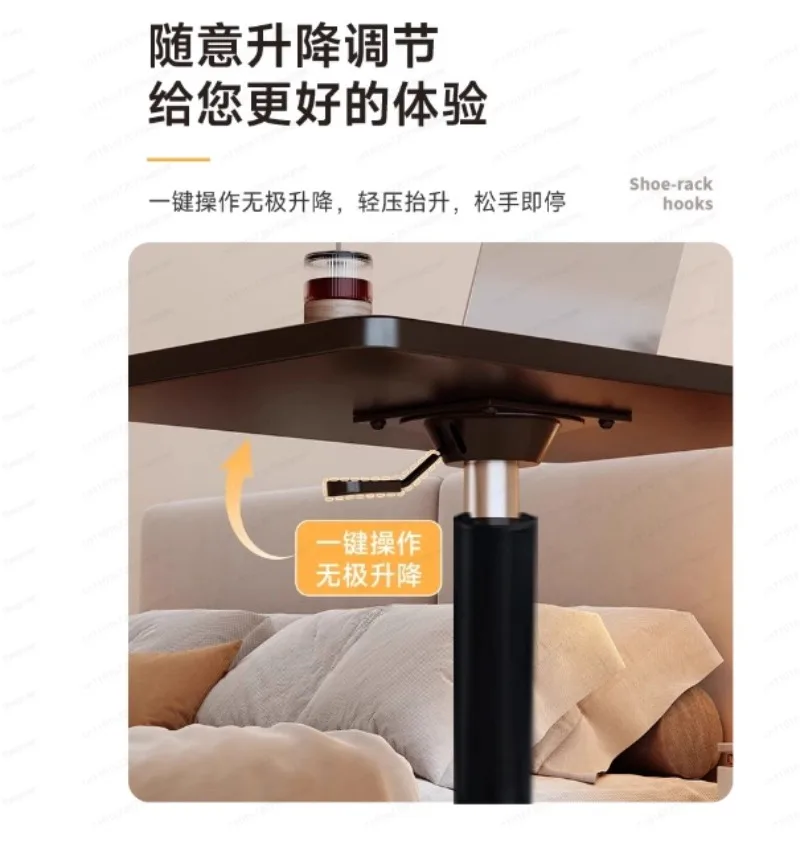 Movable lifting table with pulley Small bedside table Standing workbench Computer Office desk Podium