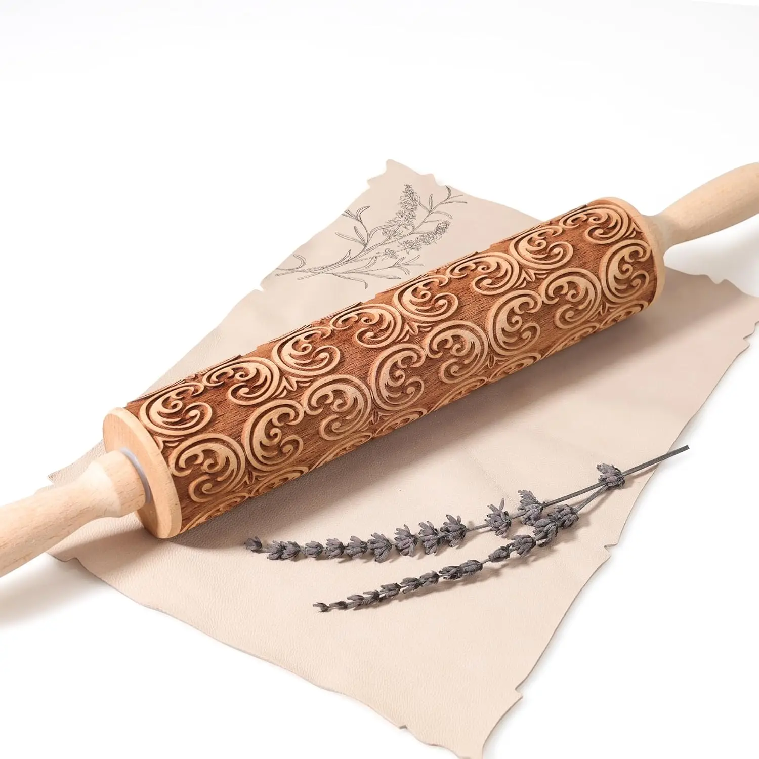 

17-дюймовые премиальные деревянные скалки для выпечки с европейскими рельефными узорами | Формочки для печенья Springerle глубиной 3 мм | Рождественские катания на роликах