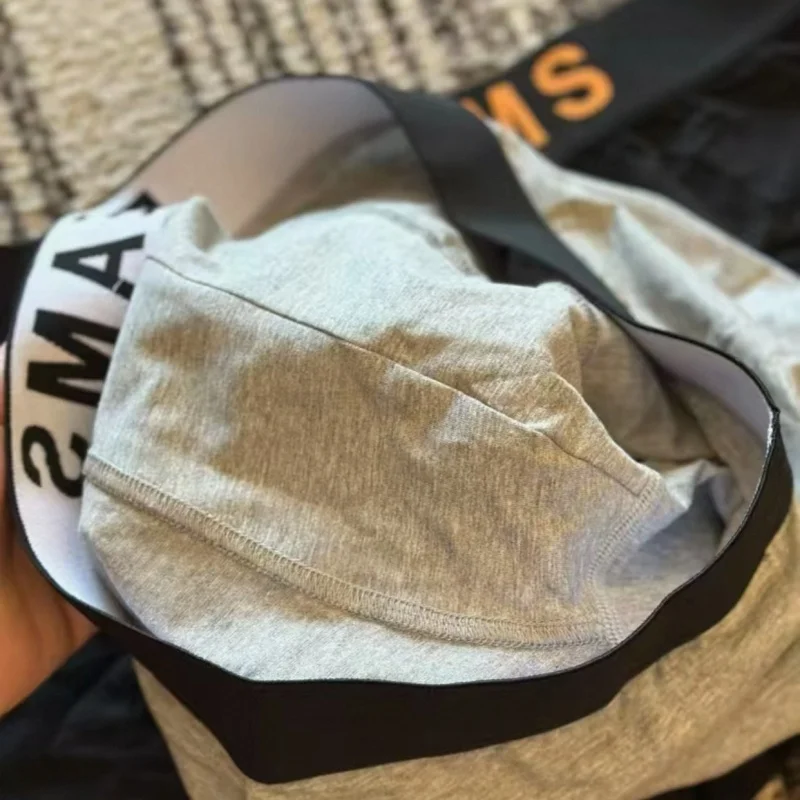 صور حقيقية السراويل القطن مطاطا حزام الحزم رسالة شعار زاوية مسطحة واسعة حافة الجاكار الرجال الملابس الداخلية