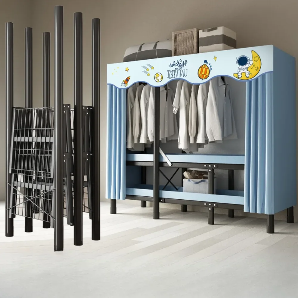 

Installation-Free Folding Wardrobe Simple Durable Steel Frame Cloth Wardrobe Bedroom Storage Rack Integrated Household Furniture