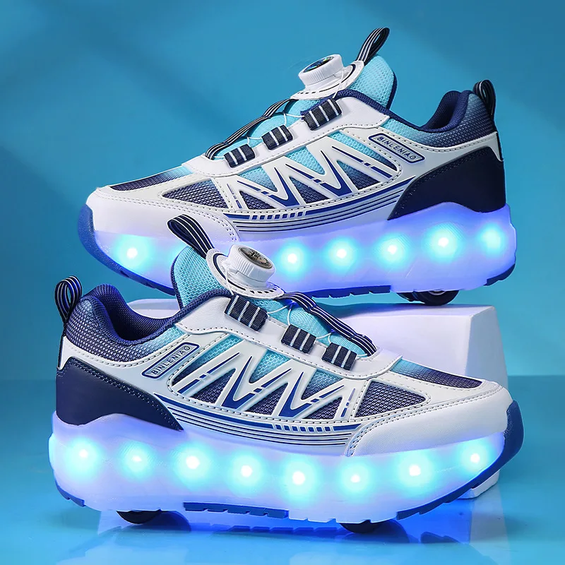 

Children Adult Roller Skates Detachable Wheels Skate Shoes For Women Men Outdoor Skating Parkour Sneakers Wth LED Lights Gift