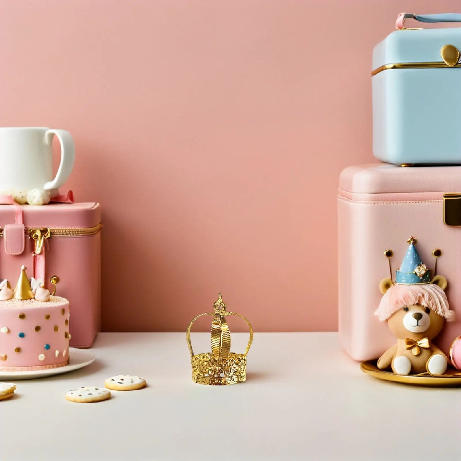 

1 шт. Золотая корона-повязка для волос, украшение для торта, аксессуар для дня рождения, железный орнамент, изысканный подарок для праздника