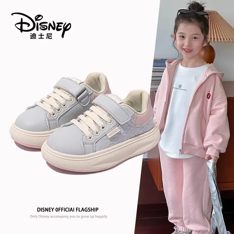 

Модные кроссовки на платформе Disney, осень 2024, повседневная обувь на липучке для больших детей, увеличивающая рост и модная детская повседневная обувь