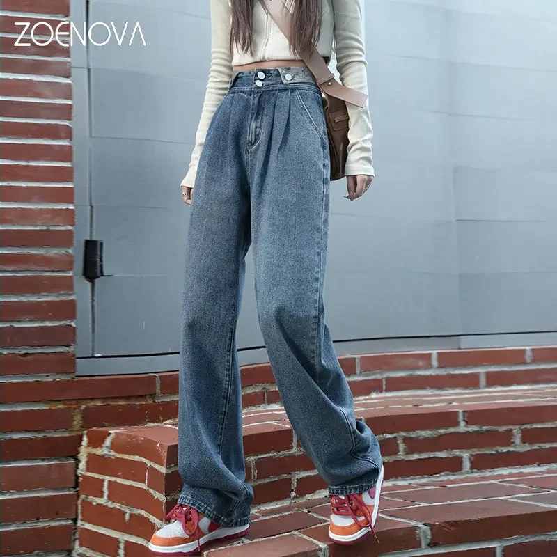 ZOENOVA-pantalones vaqueros Retro para mujer, ropa de calle de estilo americano Y2K, con pretina personalizada, primavera 2023