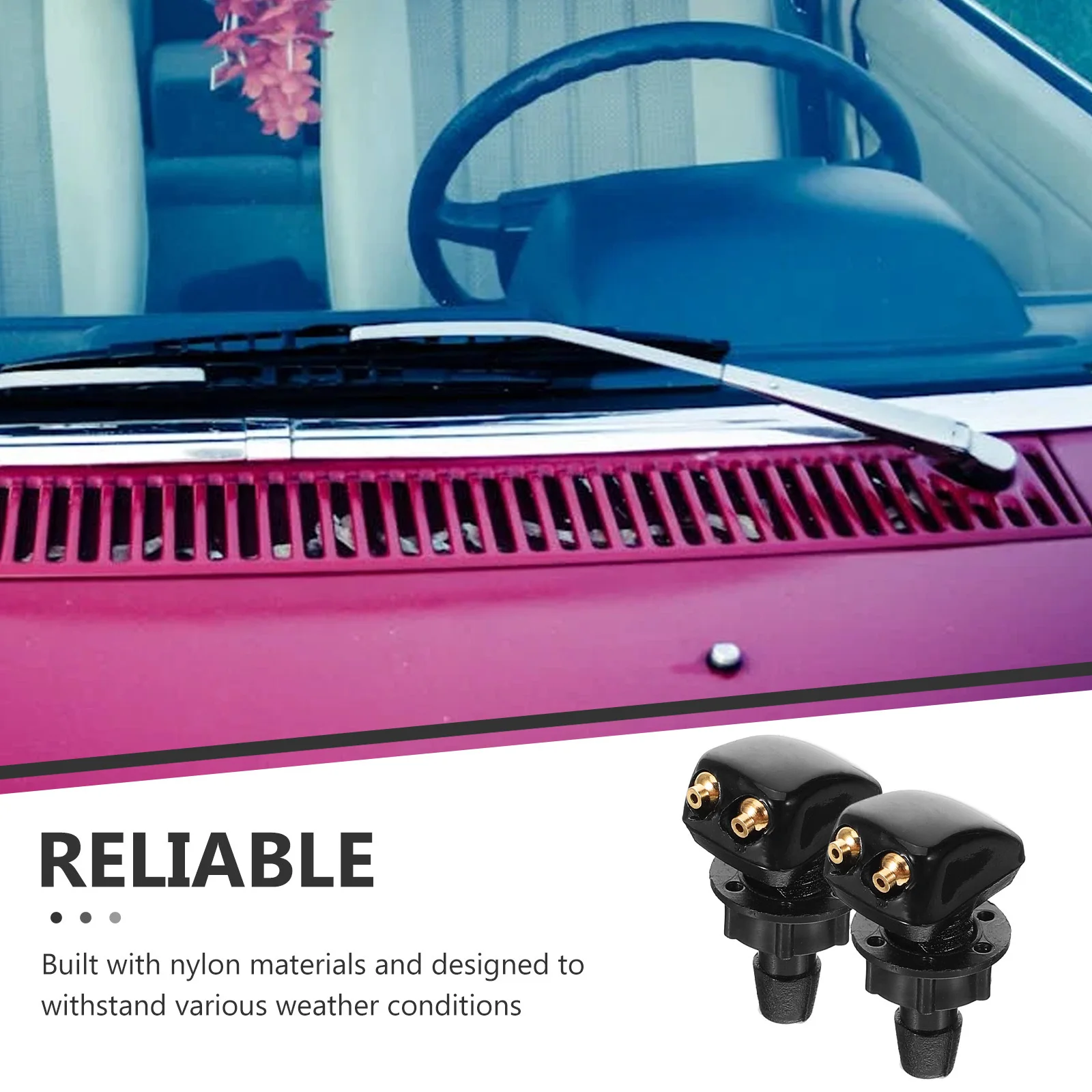 

2Pcs Windshield Washer Nozzles Replacement Front Automotive Wiper Spray Kit Efficient Sturdy Nylon Design for Quick Easy