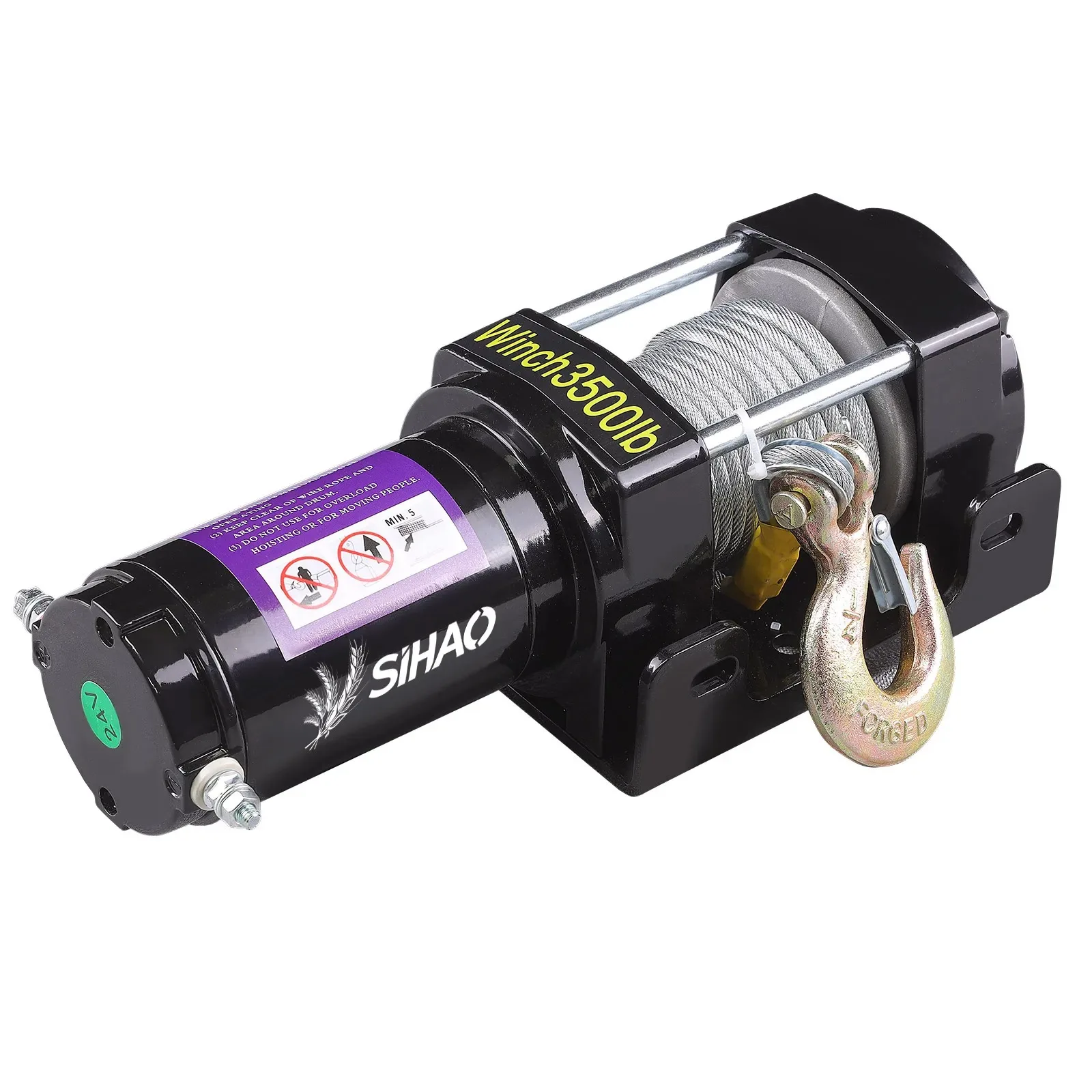 

Sihao 3500LBS 12V Electric Winch, IP55 Waterproof Off-Road Winch for Car/ATV/Boat/Trailer Synthetic Rope 3500LBS Winch
