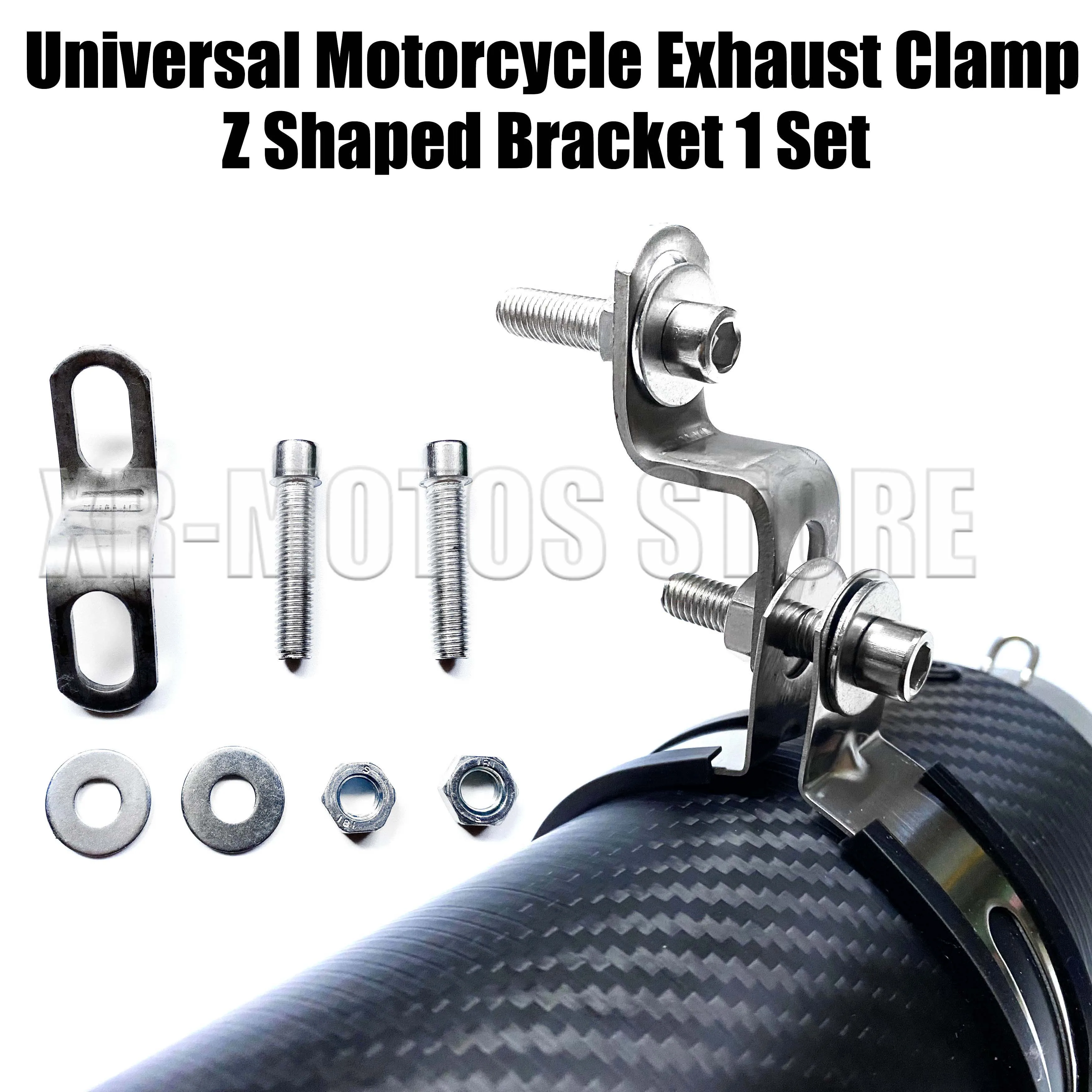 

Motorcycle Exhaust Fixed Ring Z Type Bracket Univeral Motorcycle Exhaust Muffler Pipe Clamp Z Shaped Bracket And Bolts Nuts 1Set