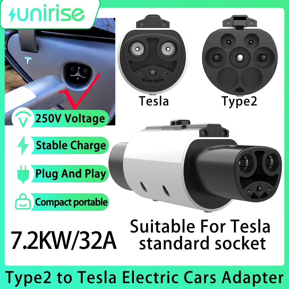 

Универсальное зарядное устройство ev Type2 для Tesla Model 3/Y/X/S 32A, адаптер для зарядной станции ЕС IEC 62196 с вилкой для электрического транспортного средства Tesla