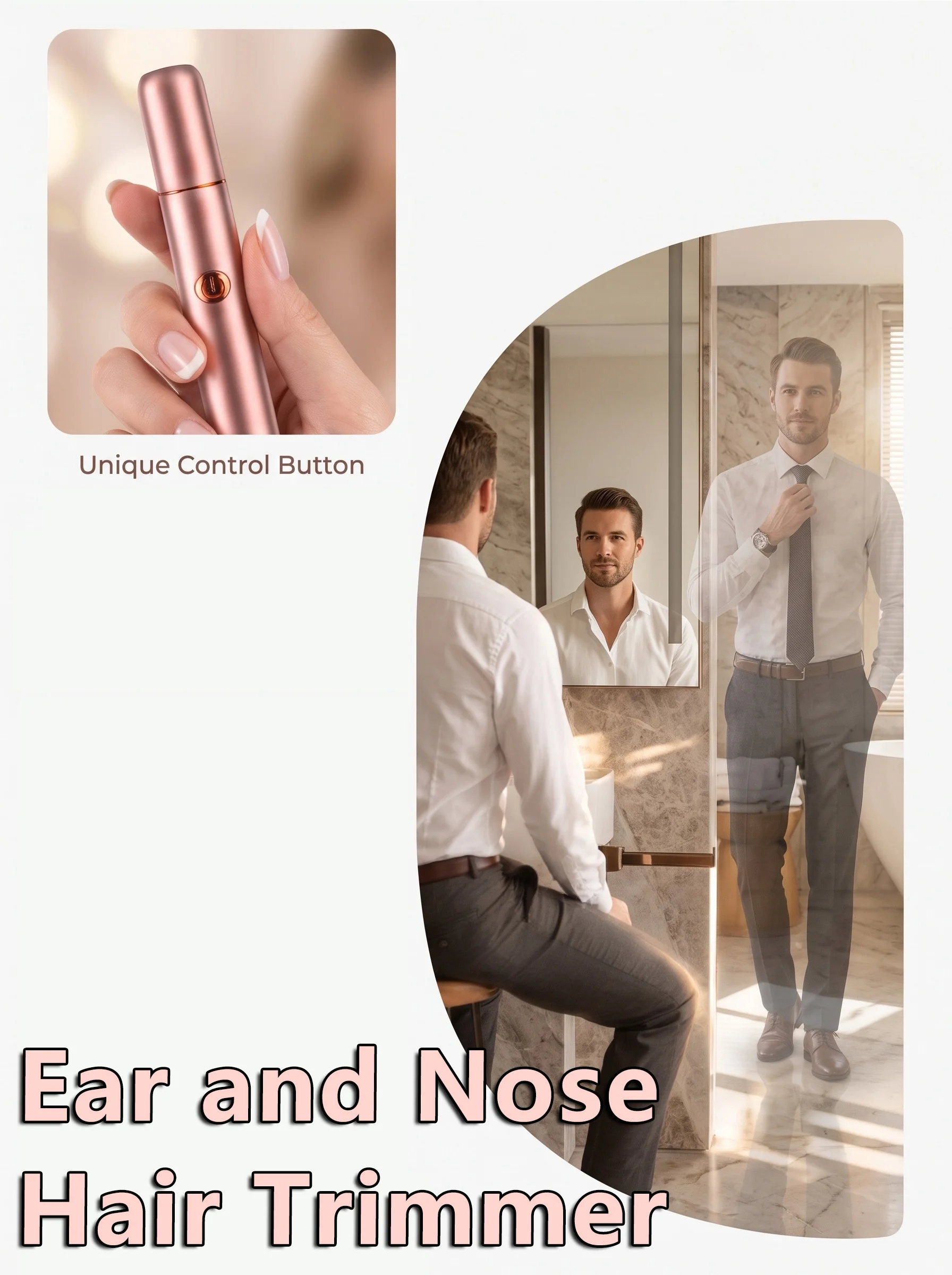 Mini Nose Hair Trimmer Painless Clipper Ear Eyebrow Waterproof Portable Rechargeable for Men Women Personal Grooming Tool