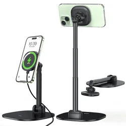 2025 VRIG Magnetic Desk Phone Stand 360 Rotation Height & Angle Adjustable Phone Holder for MagSafe iPhone 15 14 13 12 Samsung