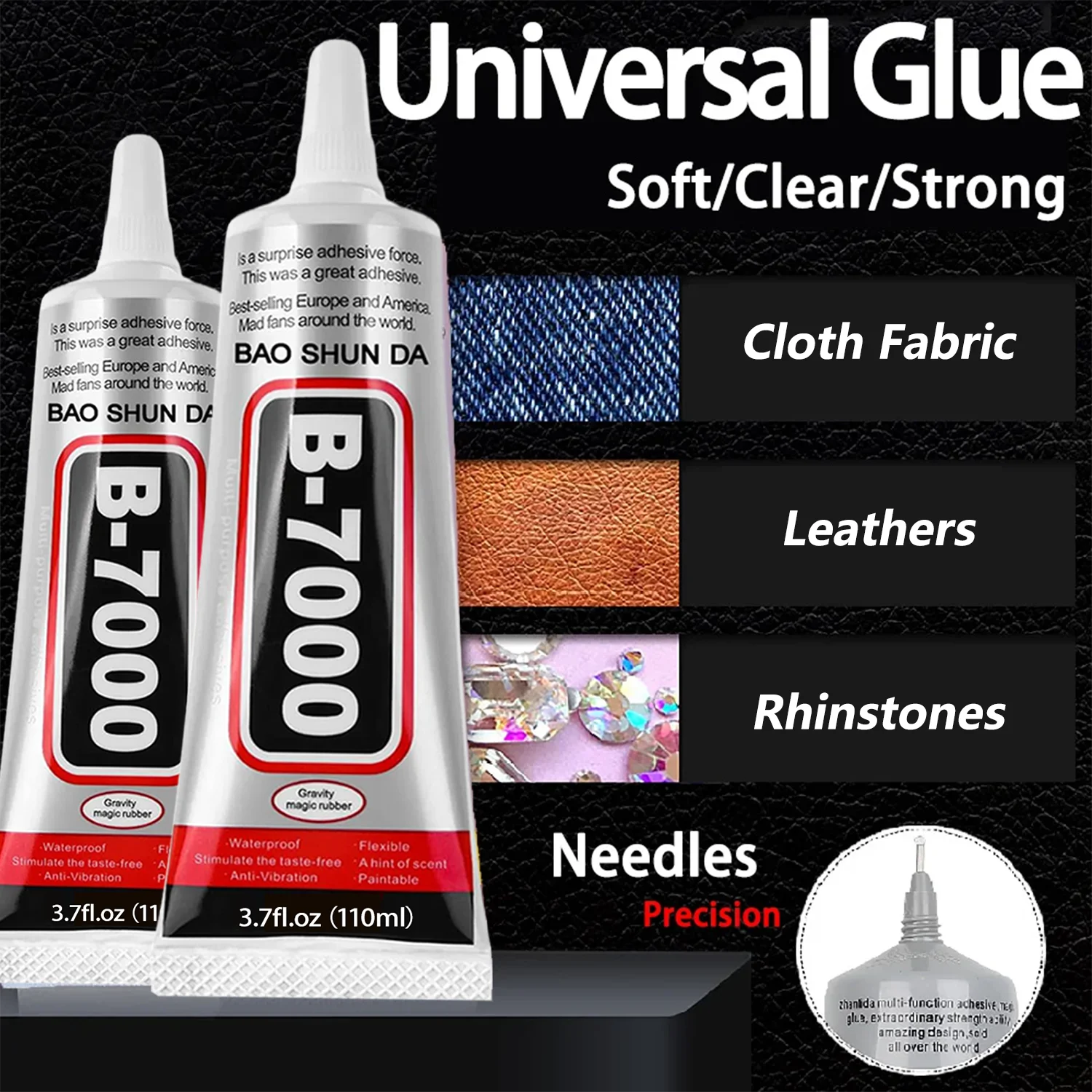 B7000 Adhesive Jewellery Adhesive DIY Craft Mobile Phone Touchscreen Repair Epoxy Resin Rhinestone Craft Adhesive Liquid Adhesive Equipped with Precision Adhesive Tip Waterproof Trace Transparent