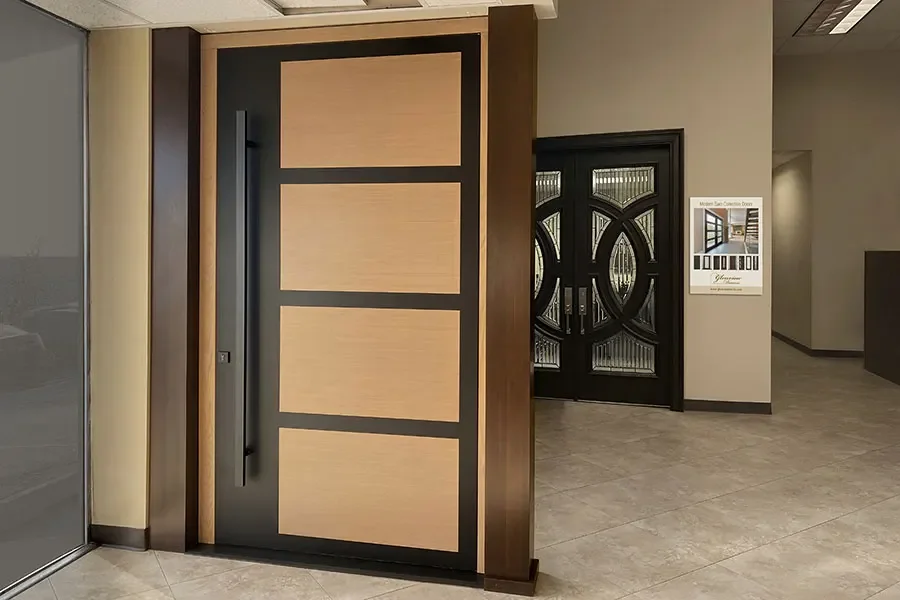 Custom Wooden Front Door with High Quality Modern Simple Design